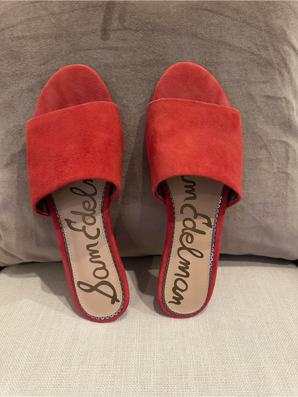 Sam Edelman Red Suede Slide Mules - Picture 3 of 7